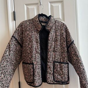 Free People Black Floral Quilted Jacket